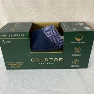 GOLDTOE Men's Size Small (7) Blue Memory Foam Slippers